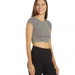 Free People Cap Sleeve Seamless Crop Charcoal
