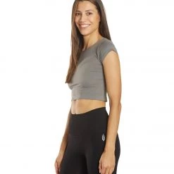 Free People Cap Sleeve Seamless Crop Charcoal