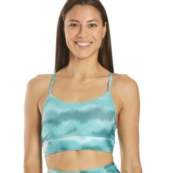 Marika Kailee Sports Bra Aqua Haze Watercolor Ikat