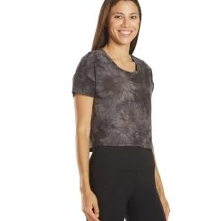 CLOTHING Marika Tie Dye Boxy Crop Black Spiral Tie Dye