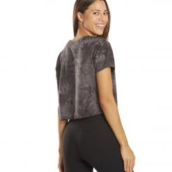 CLOTHING Marika Tie Dye Boxy Crop Black Spiral Tie Dye