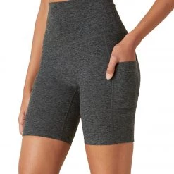 Beyond Yoga Spacedye Team Pockets High Waisted Biker Shorts Black-Charcoal