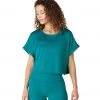 Beyond Yoga Never Been Boxy Cropped Tee Bay Blue Heather CLOTHING