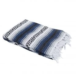 Native Yoga Heavy Weight Falsa Mexican Yoga Blanket Steel Blue YOGA MATS & PROPS