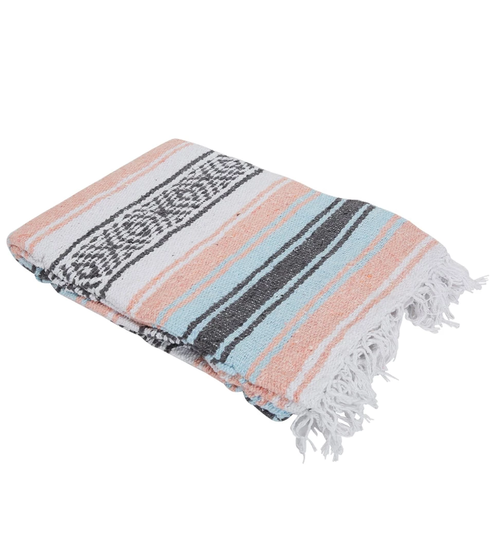 Native Yoga Economy Falza Blanket Peach Sky Blue 5 Native Yoga Economy Falza Blanket Peach Sky Blue