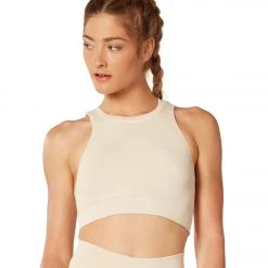 NUX One By One Seamless Yoga Crop Top Latte