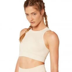 NUX One By One Seamless Yoga Crop Top Latte