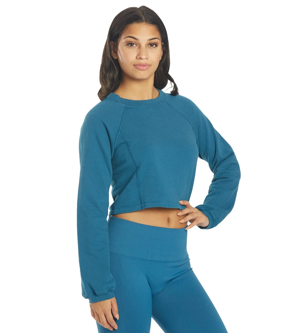 NUX Don't Stop Organic Crop Pullover Deep Teal CLOTHING 4 NUX Don't Stop Organic Crop Pullover Deep Teal CLOTHING