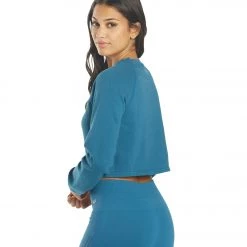 NUX Don't Stop Organic Crop Pullover Deep Teal CLOTHING 11 NUX Don't Stop Organic Crop Pullover Deep Teal CLOTHING