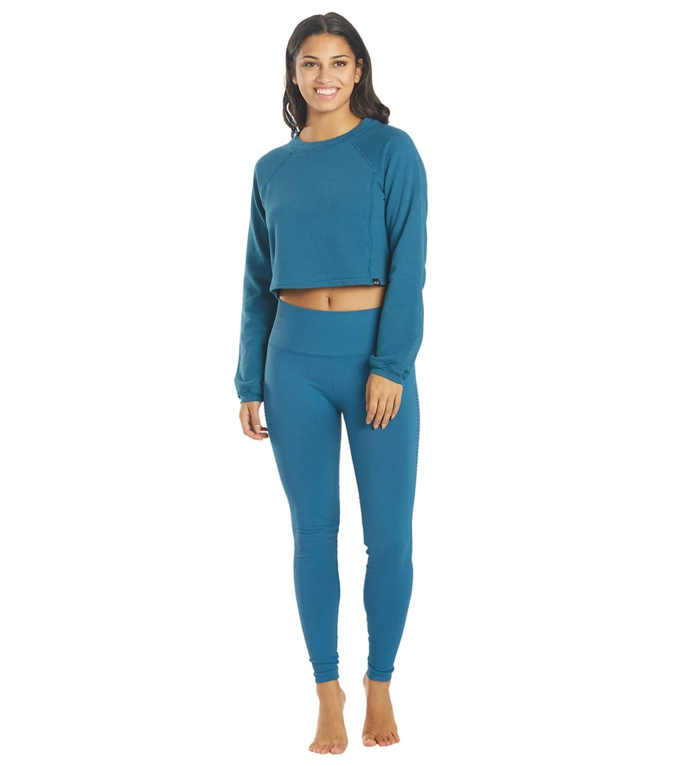 NUX Don't Stop Organic Crop Pullover Deep Teal CLOTHING 6 NUX Don't Stop Organic Crop Pullover Deep Teal CLOTHING