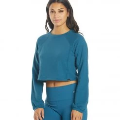 NUX Don't Stop Organic Crop Pullover Deep Teal CLOTHING 13 NUX Don't Stop Organic Crop Pullover Deep Teal CLOTHING