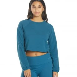 NUX Don't Stop Organic Crop Pullover Deep Teal CLOTHING 15 NUX Don't Stop Organic Crop Pullover Deep Teal CLOTHING