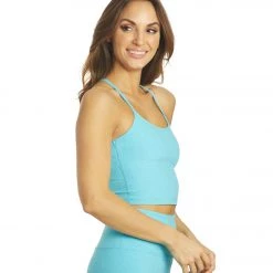 NEW ARRIVALS Beyond Yoga Spacedye Slim Racerback Cropped Tank Capri Blue-Grotto