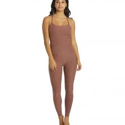 Beyond Yoga Spacedye Slim Racerback Cropped Tank Sienna Brown Heather