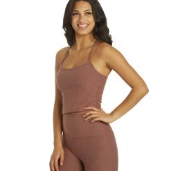 Beyond Yoga Spacedye Slim Racerback Cropped Tank Sienna Brown Heather