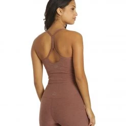 Beyond Yoga Spacedye Slim Racerback Cropped Tank Sienna Brown Heather