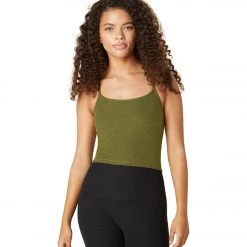 Beyond Yoga Spacedye Slim Racerback Cropped Tank Deep Olive Heather