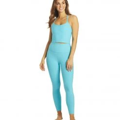 Beyond Yoga Spacedye High Waisted Caught In The Midi 7/8 Yoga Leggings Capri Blue-Grotto NEW ARRIVALS