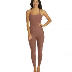 Beyond Yoga Spacedye High Waisted Caught In The Midi 7/8 Yoga Leggings Sienna Brown Heather
