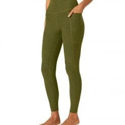 Beyond Yoga Spacedye Out Of Pocket High Waisted 7/8 Yoga Leggings Deep Olive Heather