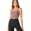 Beyond Yoga Square Neck Cropped Tank Sienna Brown Heather CLOTHING