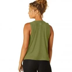 Beyond Yoga Featherweight Spacedye Balanced Muscle Yoga Tank Deep Olive Heather