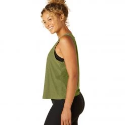 Beyond Yoga Featherweight Spacedye Balanced Muscle Yoga Tank Deep Olive Heather