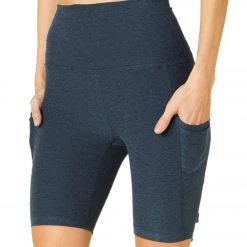 NEW ARRIVALS Beyond Yoga Spacedye Team Pockets High Waisted Biker Shorts Nocturnal Navy