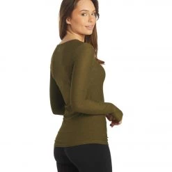 Beyond Yoga Featherweight Spacedye Classic Crew Pullover Deep Olive Heather