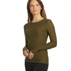 Beyond Yoga Featherweight Spacedye Classic Crew Pullover Deep Olive Heather