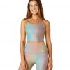 Beyond Yoga Spacedye Printed Slim Racerback Cropped Tank Silver Mist Prismatic