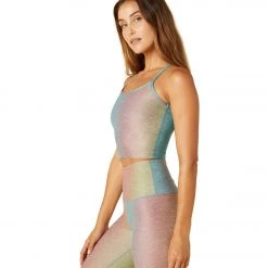 Beyond Yoga Spacedye Printed Slim Racerback Cropped Tank Silver Mist Prismatic