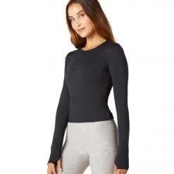 Beyond Yoga Heather Rib Protect Me Sun Shirt Black Heather