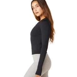 Beyond Yoga Heather Rib Protect Me Sun Shirt Black Heather