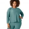 Beyond Yoga Plus Featherweight Morning Light Cropped Pullover Rainforest Blue Heather