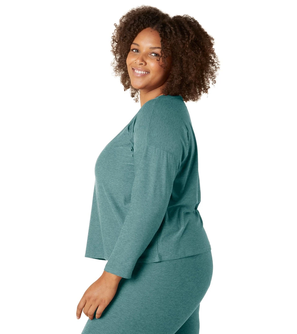 Beyond Yoga Plus Featherweight Morning Light Cropped Pullover Rainforest Blue Heather 6 Beyond Yoga Plus Featherweight Morning Light Cropped Pullover Rainforest Blue Heather
