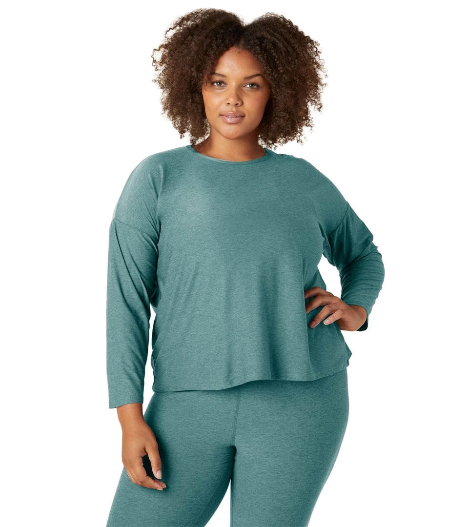 Beyond Yoga Plus Featherweight Morning Light Cropped Pullover Rainforest Blue Heather 8 Beyond Yoga Plus Featherweight Morning Light Cropped Pullover Rainforest Blue Heather