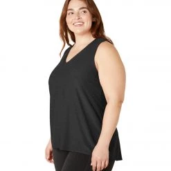 CLOTHING Beyond Yoga Plus Featherweight All About It Split Back Tank Darkest Night