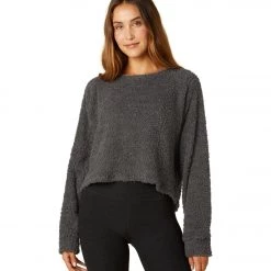 Beyond Yoga All The Feels Cropped Raglan Pullover Charcoal