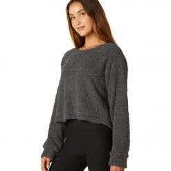 Beyond Yoga All The Feels Cropped Raglan Pullover Charcoal