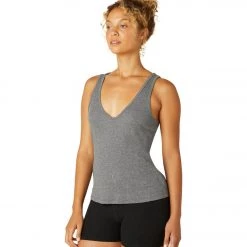 CLOTHING Beyond Yoga Take The Plunge V-Neck Tank Mid Heather Grey