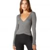 CLOTHING Beyond Yoga Wrap Party Long Sleeve Top Mid Heather Grey