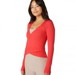 Beyond Yoga Wrap Party Long Sleeve Top Redflower CLOTHING