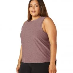 Beyond Yoga Plus Featherweight Spacedye Balanced Muscle Yoga Tank Sienna Brown Heather