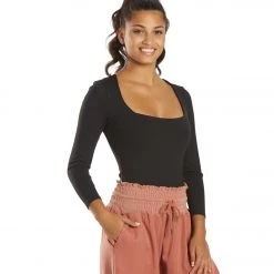 Free People Truth Or Square Bodysuit Black CLOTHING