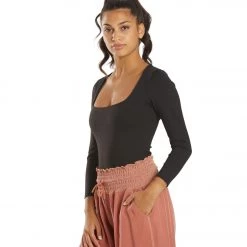 Free People Truth Or Square Bodysuit Black CLOTHING