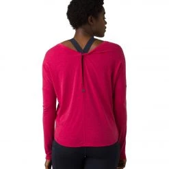 PrAna Rogue Long Sleeve Yoga Top Red Berry
