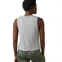 PrAna Organic Graphic Sleeveless Heather Grey Floral Lines CLOTHING