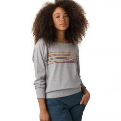 PrAna Organic Graphic Long Sleeve Heather Grey Landscape