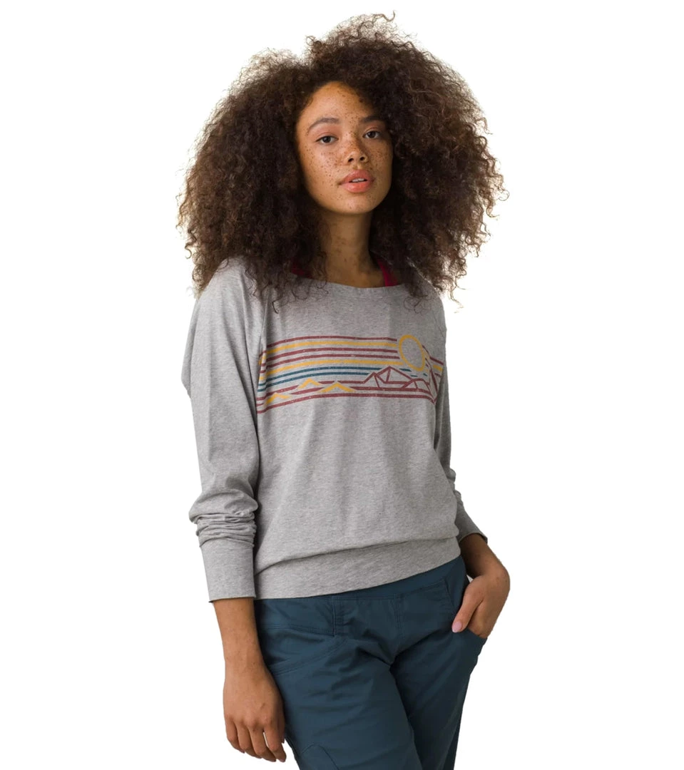 PrAna Organic Graphic Long Sleeve Heather Grey Landscape 7 PrAna Organic Graphic Long Sleeve Heather Grey Landscape